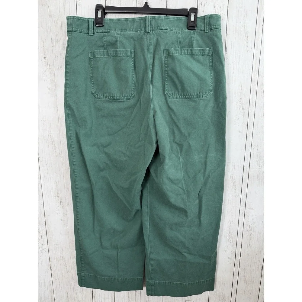 Women's Talbots Ankle Front Pocket Wide Leg Pants Green Size 14